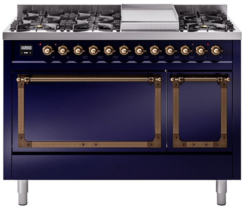 Ilve UN48FQNMPMBBLP Midnight Blue With Bronze Knobs, Liquid Propane