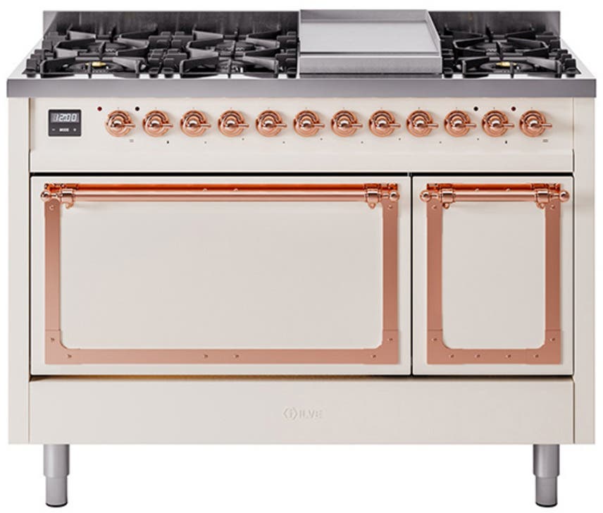 Ilve UN48FQNMPAWPLP Antique White With Copper Knobs, Liquid Propane