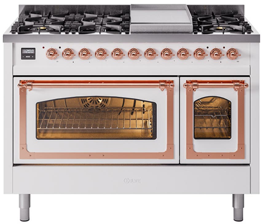 Ilve UN48FNMPWHPLP White With Copper Knobs, Liquid Propane