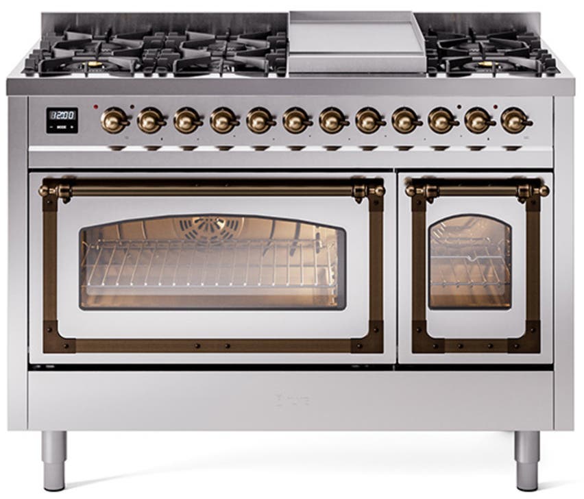 Ilve UN48FNMPSSB Stainless Steel With Bronze Knobs, Natural Gas