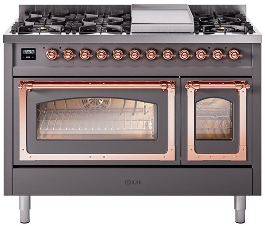 Ilve UN48FNMPMGP Graphite Matte With Copper Knobs, Natural Gas