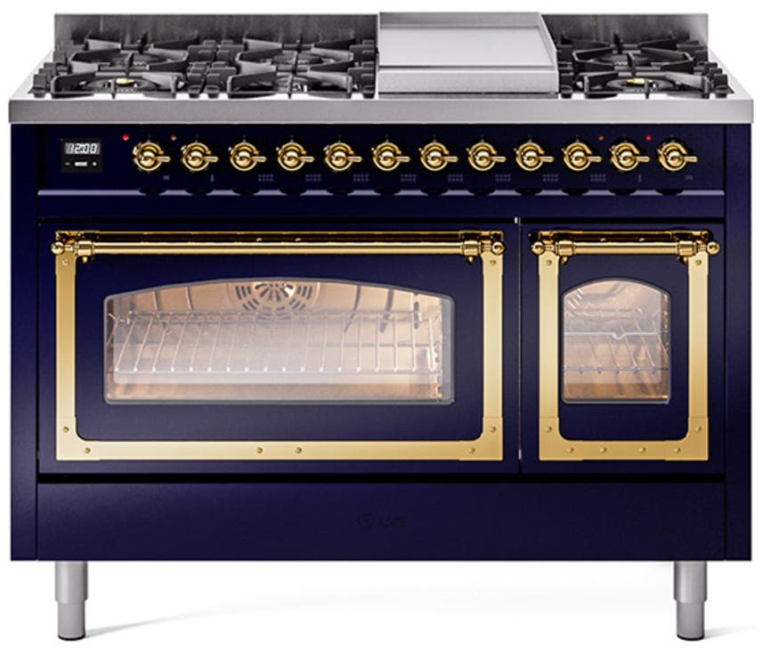 Ilve UN48FNMPMBGLP Midnight Blue With Brass Knobs, Liquid Propane