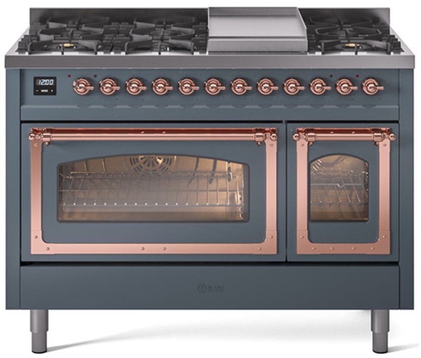 Ilve UN48FNMPBGPLP Blue Grey With Copper Knobs, Liquid Propane