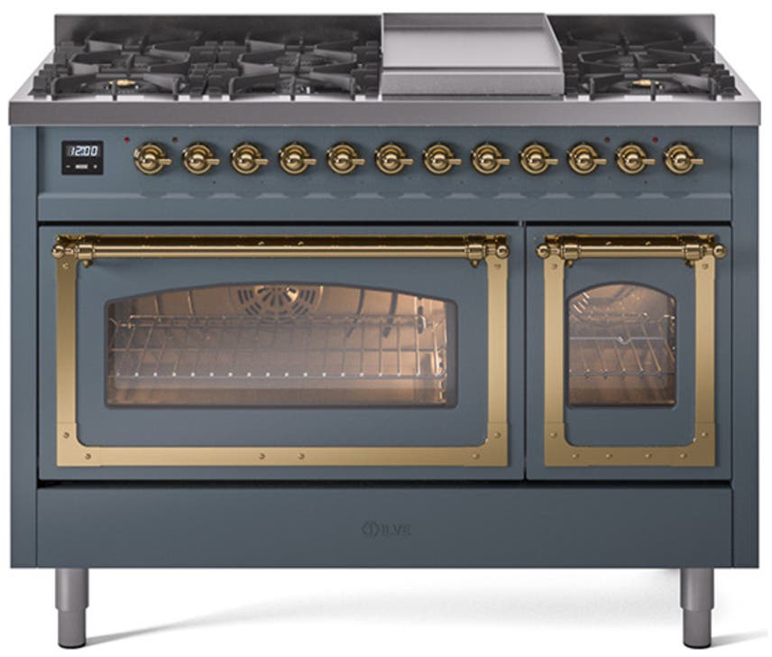 Ilve UN48FNMPBGG Blue Grey With Brass Knobs, Natural Gas