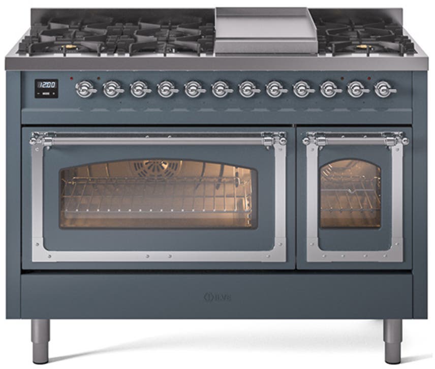 Ilve UN48FNMPBGCLP Blue Grey With Chrome Knobs, Liquid Propane