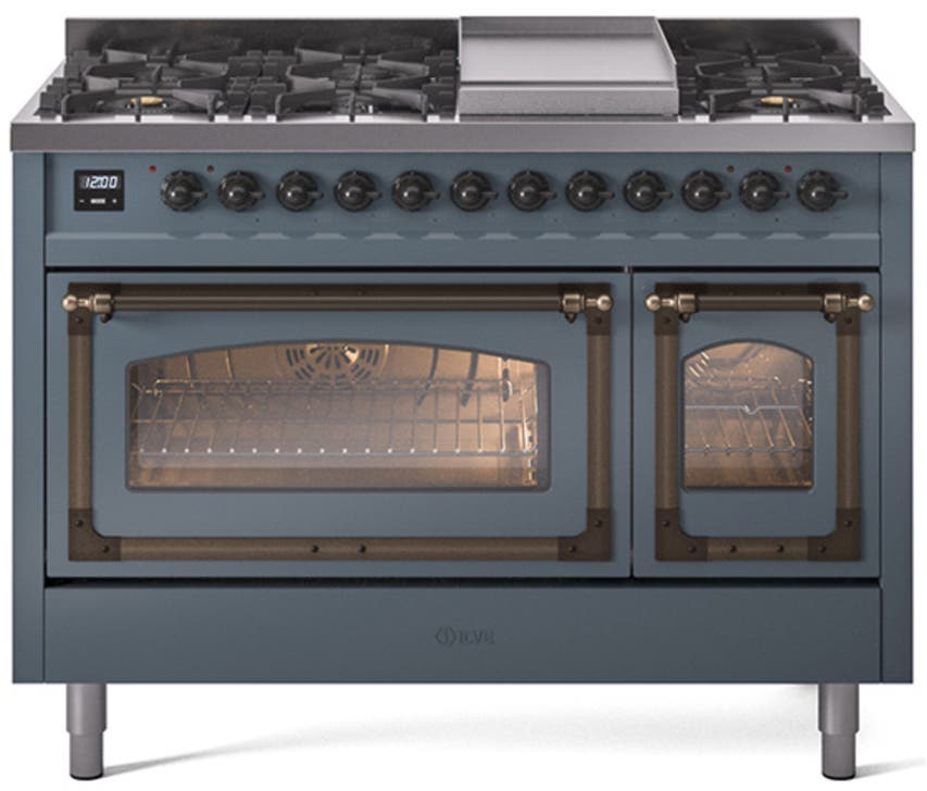 Ilve UN48FNMPBGB Blue Grey With Bronze Knobs, Natural Gas