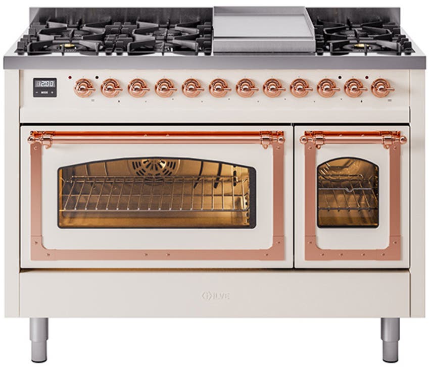 Ilve UN48FNMPAWP Antique White With Copper Knobs, Natural Gas