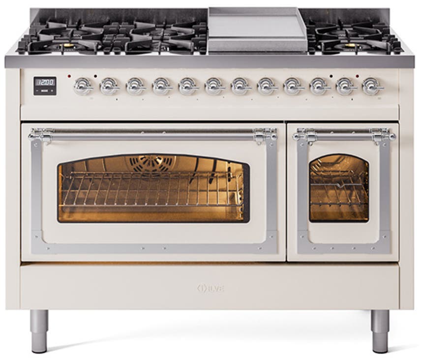 Ilve UN48FNMPAWC Antique White With Chrome Knobs, Natural Gas