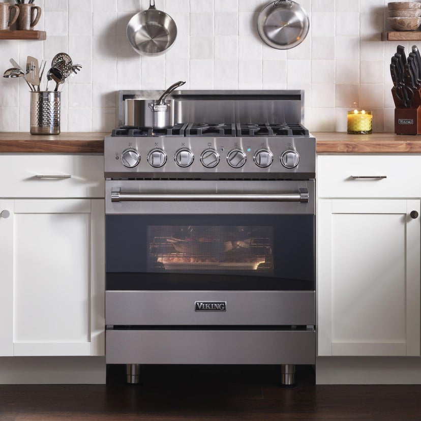 Viking RVGR33025BPWLP 30 Inch Freestanding Gas Range with 5 Sealed Burne...