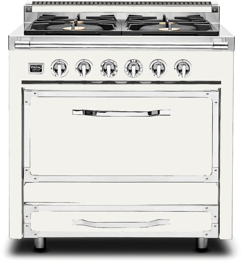 Viking TVDR3614BPW 36 Inch Freestanding Gas Range with 4 Sealed Burne...