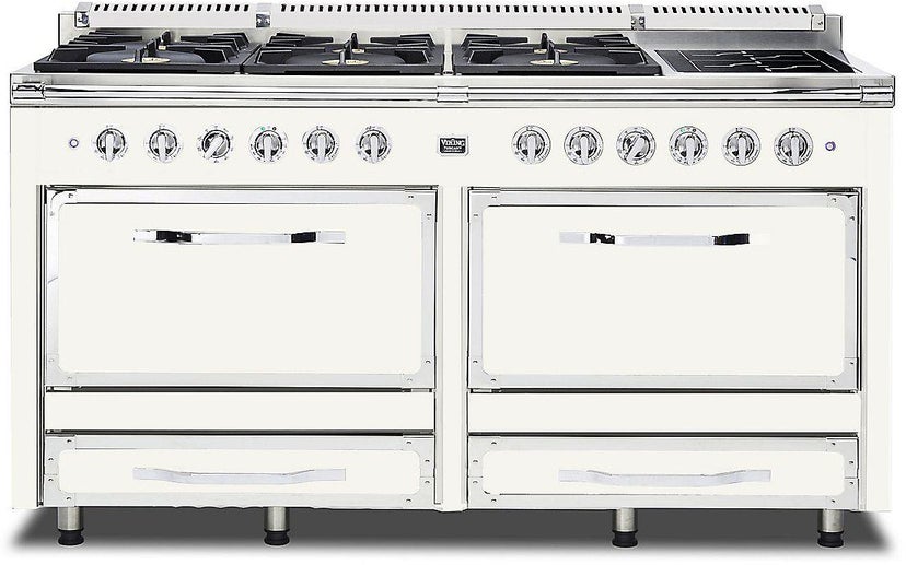 Viking TVDR6616IPW 66 Inch Freestanding Dual Fuel Range with 6 Sealed...