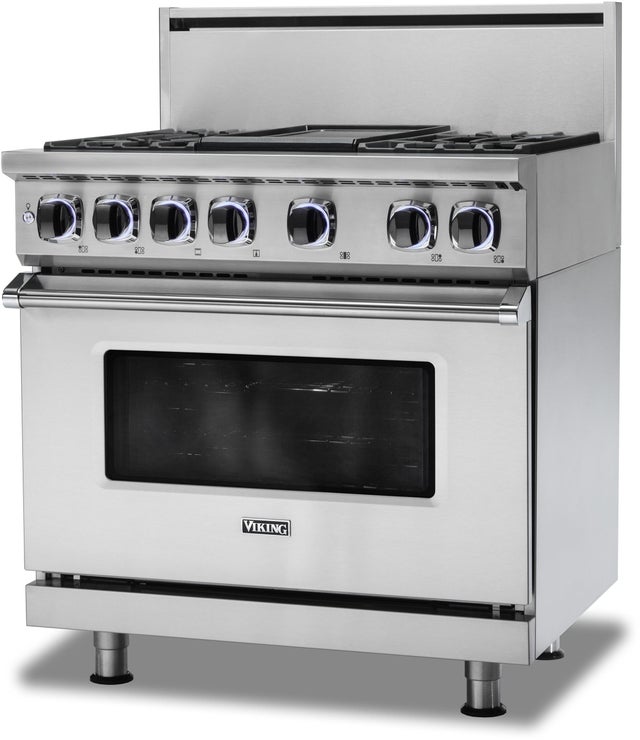 Viking VDR73624GSQ 36 Inch Freestanding Dual Fuel Range with 4 Sealed...