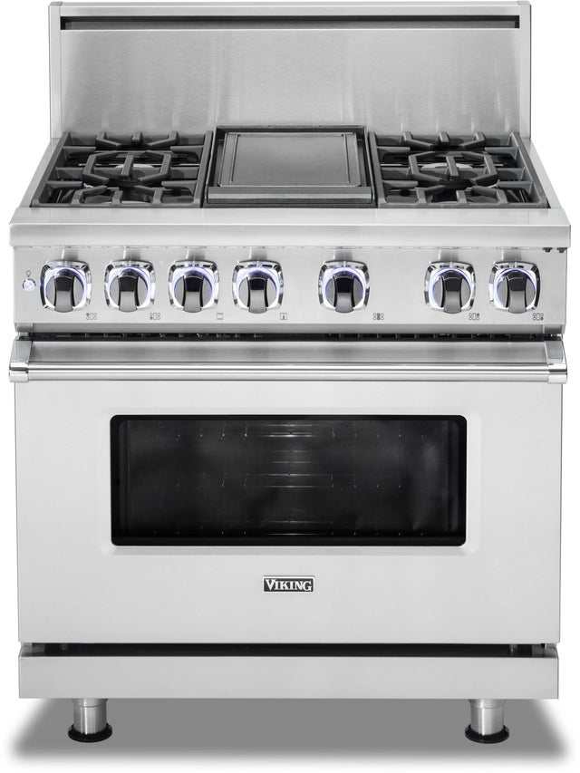 Viking VDR73626BPWLP 36 Inch Freestanding Dual Fuel Range with Sealed B...