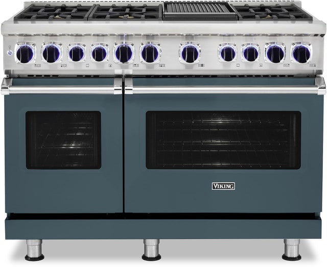 Viking VDR74826GSQLP 48 Inch Freestanding Dual Fuel Range with Gourmet-...