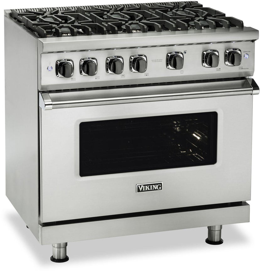 Viking VGR5366BSQ 36 Inch Freestanding Professional Gas Range with 6...