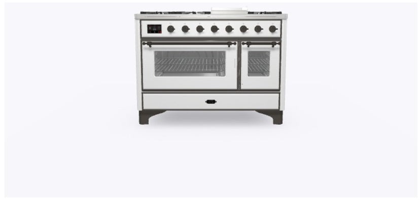 Ilve UM12FDNS3RAB 48 Inch Freestanding Dual Fuel Range with 8 Sealed...