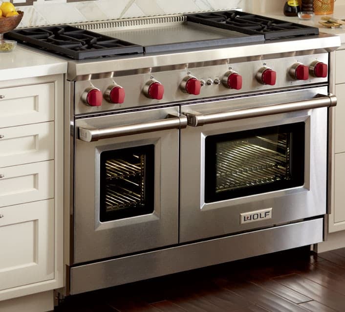 Wolf GR484DGLP 48 Inch Pro-Style Gas Range with 4 Dual-Stacked Se...