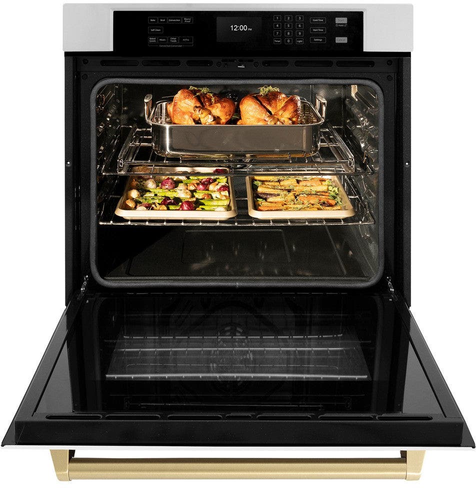 Zline WASZWM30CB Stainless Steel With White Matte Door And Champagn...