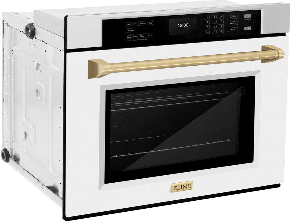Zline WASZWM30CB Stainless Steel With White Matte Door And Champagn...
