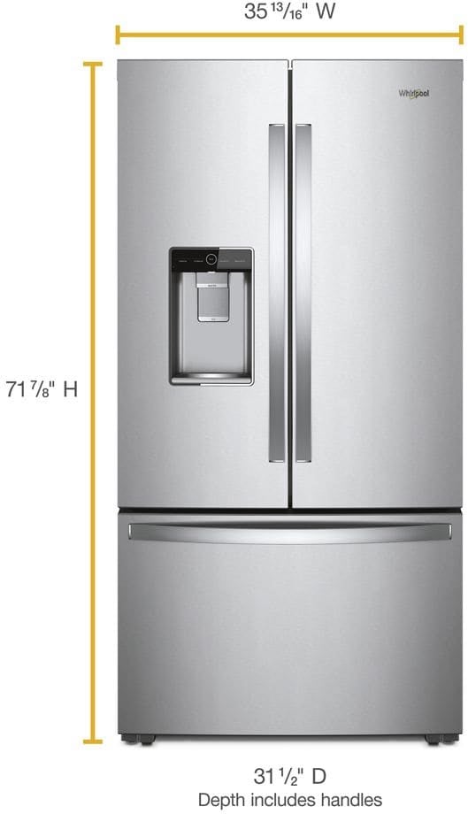 Whirlpool WRFC9636RZ 36 Inch Counter-Depth French Door Refrigerator wit...