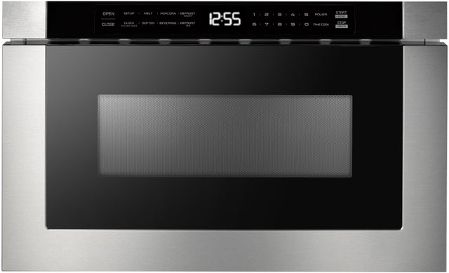 XO XOMWD24S 24" Built-In Microwave Drawer: Black Glass, Stainl...