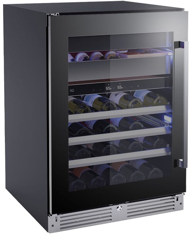 XO XOU24WWGBL 24 Inch Undercounter Dual Zone Wine Cooler with 30...