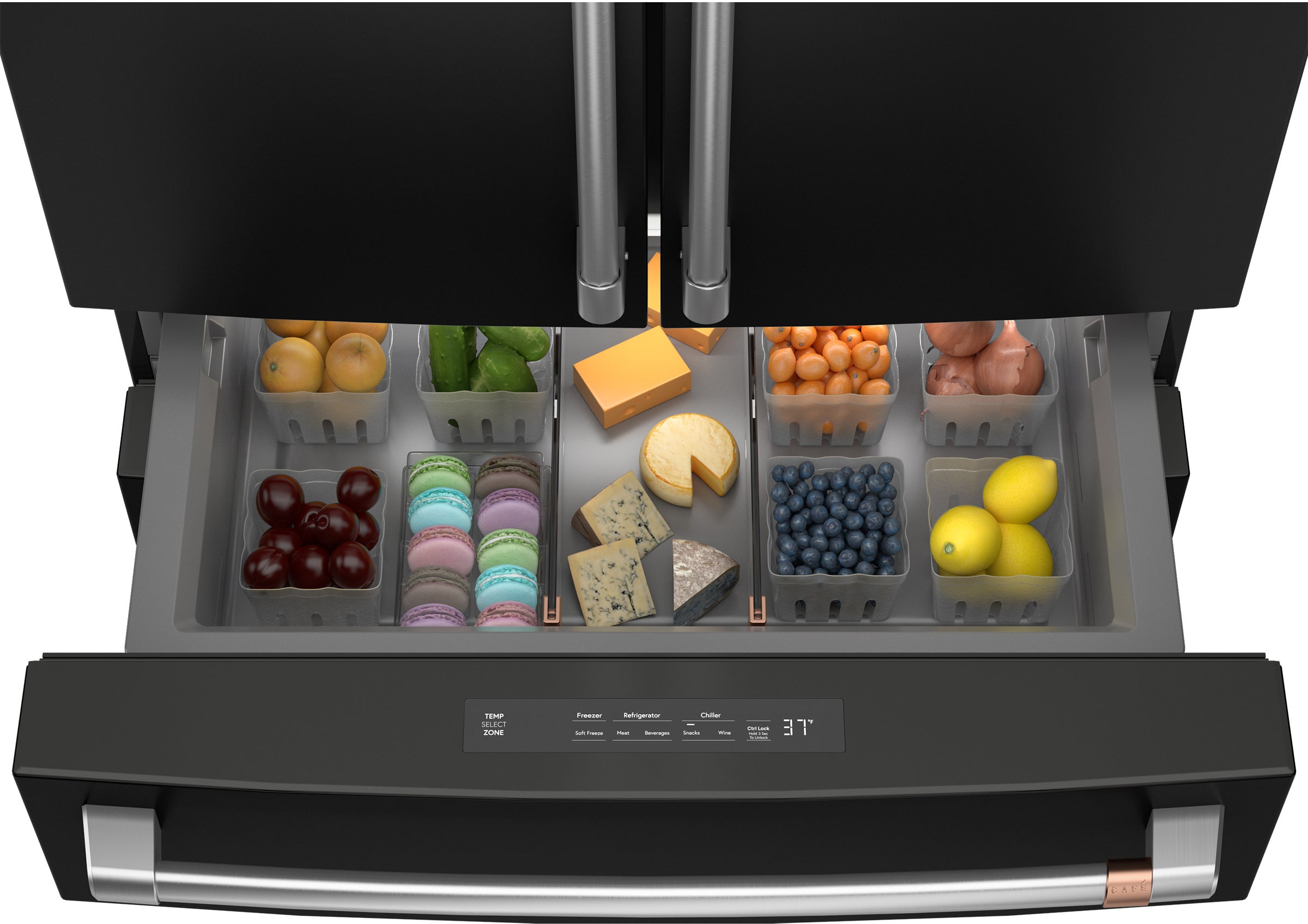 Cafe CXE22DP3PD1 36 Inch Counter Depth 4-Door French Door Smart