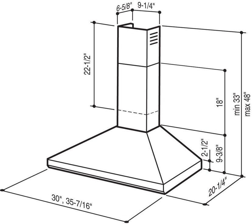 Broan 613004 Ballista Wall-Mount Chimney Hood with Multiple Blo...