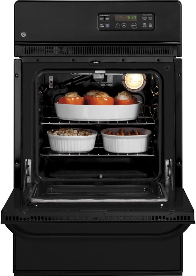 GE JGRP20BEJBB 24 Inch Built-In Single Gas Wall Oven: Black On Bl...