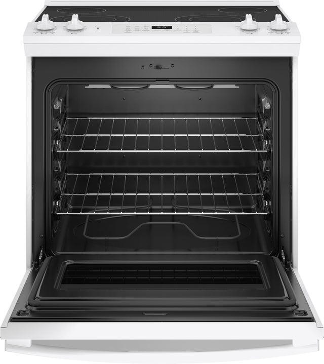 GE JS645DLWW 30 Inch Slide-In Electric Range with 4 Radiant Ele...