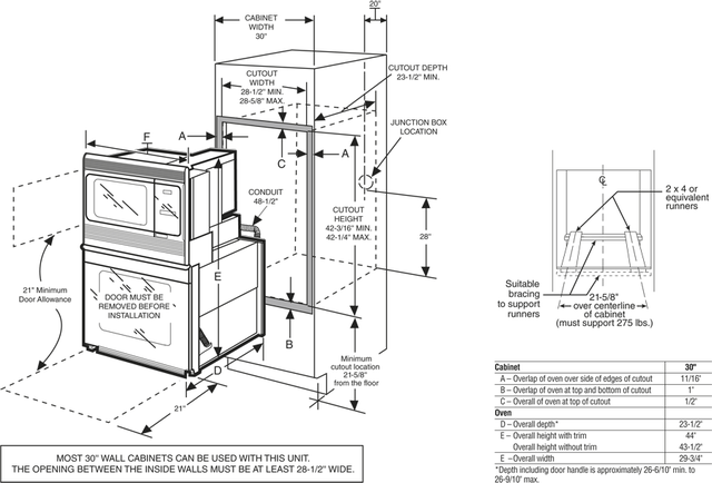 GE JTP90DPBB 30" Combination Wall Oven with 4.4 cu. ft. Self-Cl...