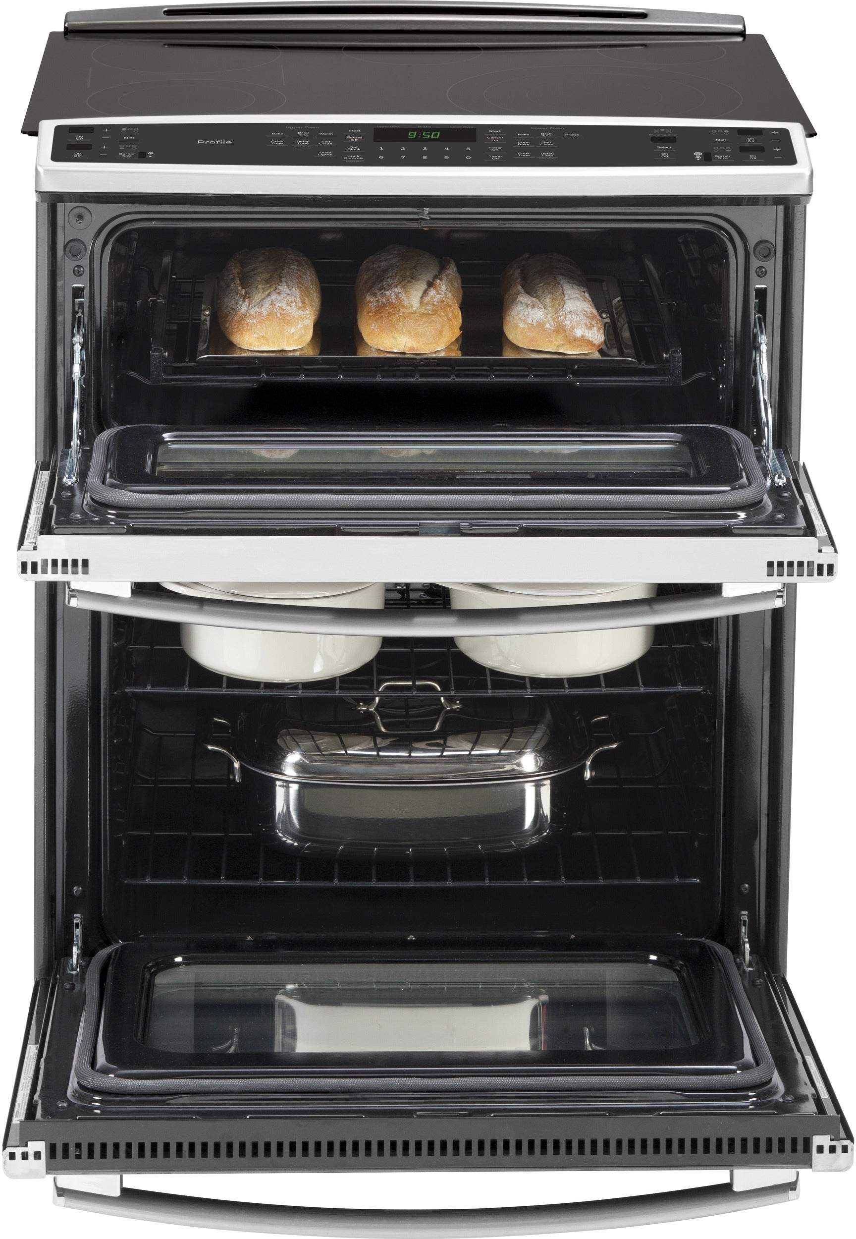 GE Profile Series 30" Slide-In Front Control Double Oven Electric Convection Range - Thumbnail 4