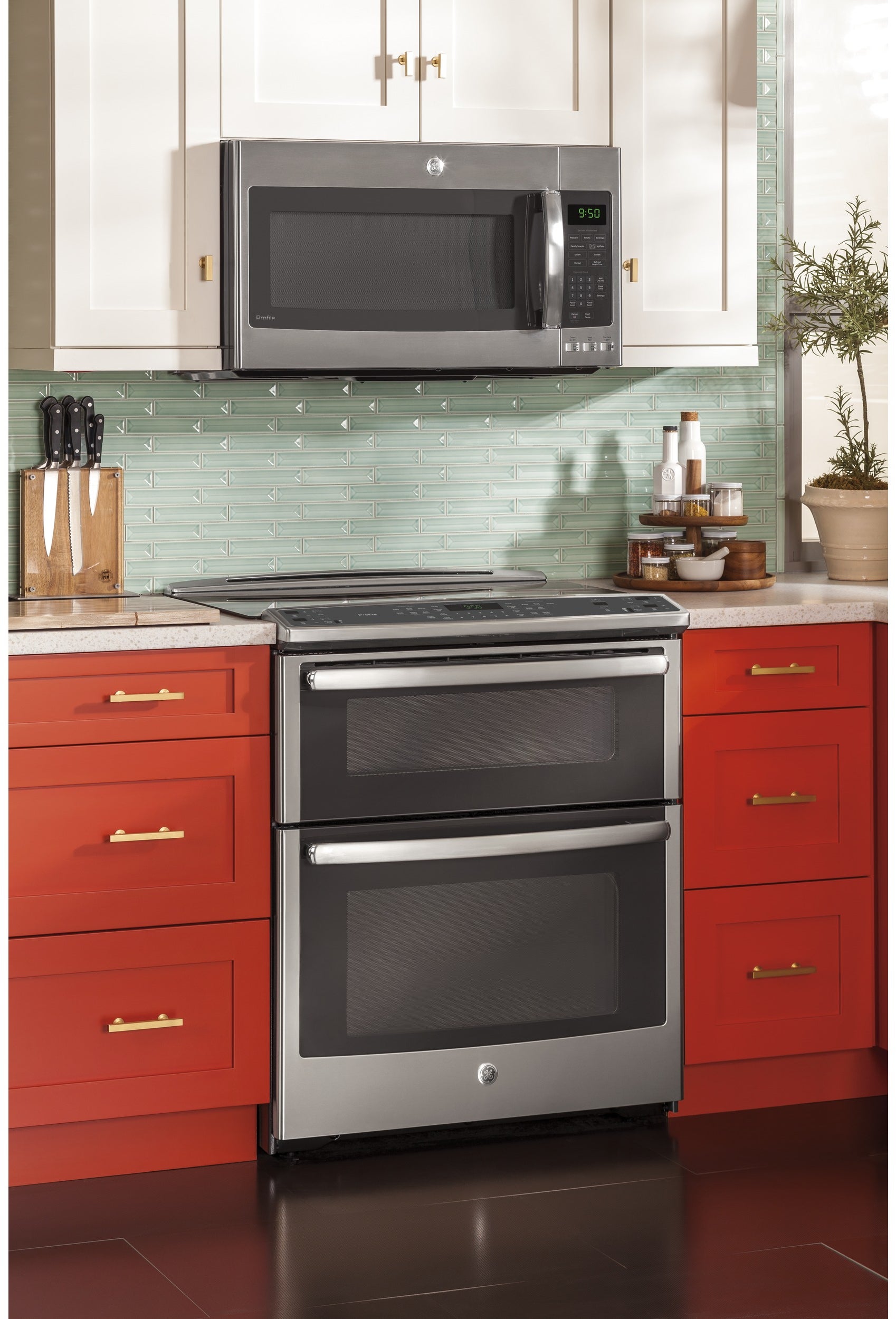 GE Profile Series Slide-In Front Control Double Oven Electric Convection Range - Thumbnail 5