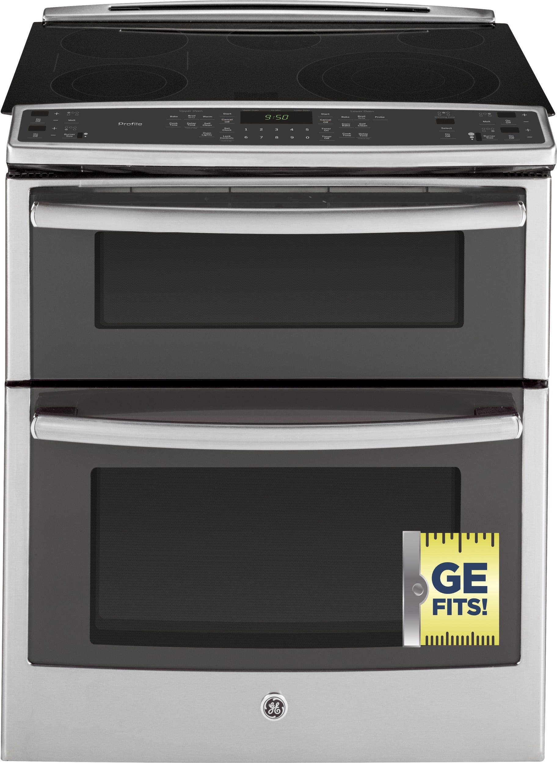 GE Profile Series Slide-In Front Control Double Oven Electric Convection Range