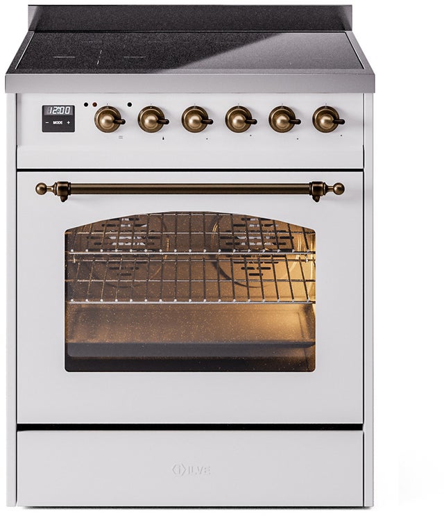 Ilve UPI304NMPWHB 30 inch All Electric Range: White Burnt