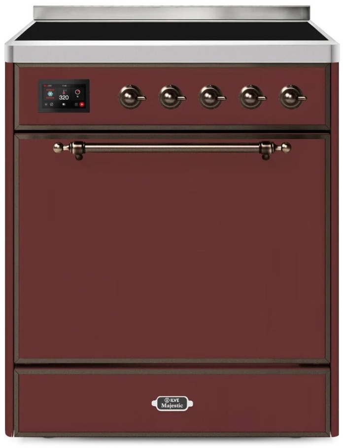 Ilve UMI30QNE3BUB Burgundy W/ Bronze Trim