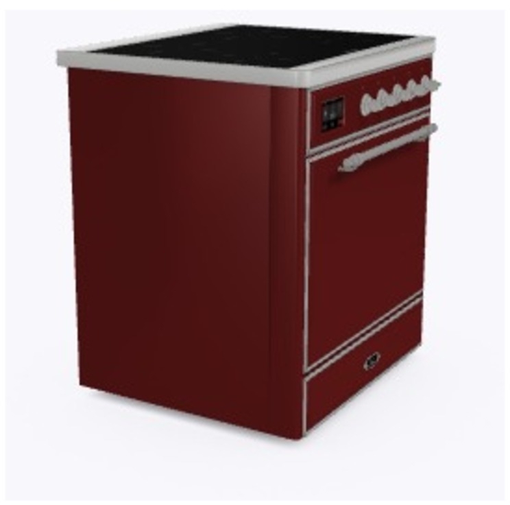 Ilve UMI30QNE3BUC Burgundy W/ Chrome Trim