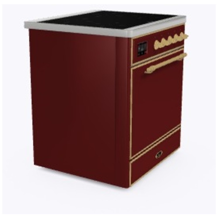 Ilve UMI30QNE3BUG Burgundy W/ Brass Trim