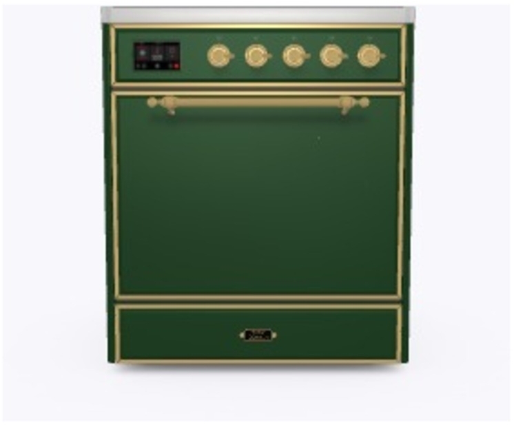 Ilve UMI30QNE3EGG Emerald Green W/ Brass Trim