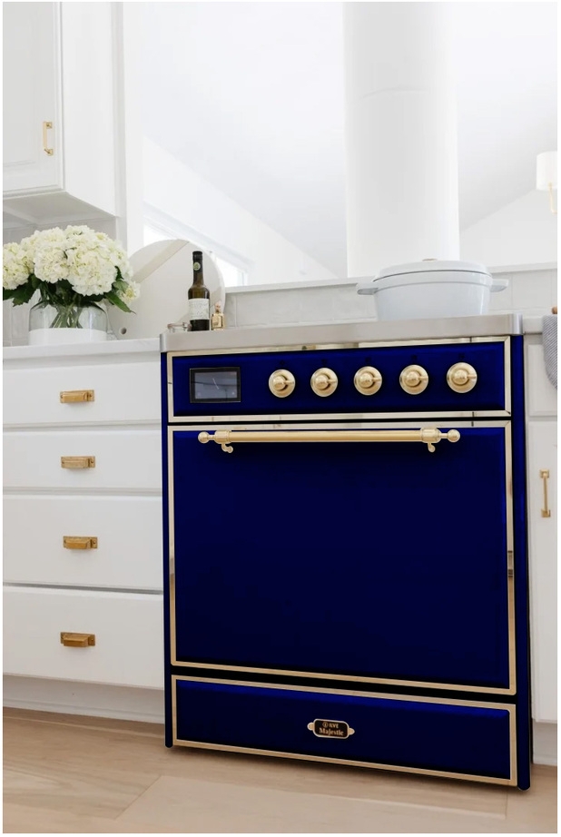 Ilve UMI30QNE3MBG Midnight Blue W/ Brass Trim