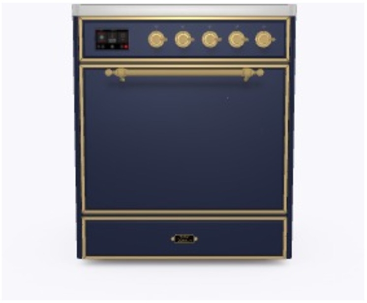 Ilve UMI30QNE3MBG Midnight Blue W/ Brass Trim