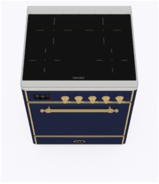 Ilve UMI30QNE3MBG Midnight Blue W/ Brass Trim