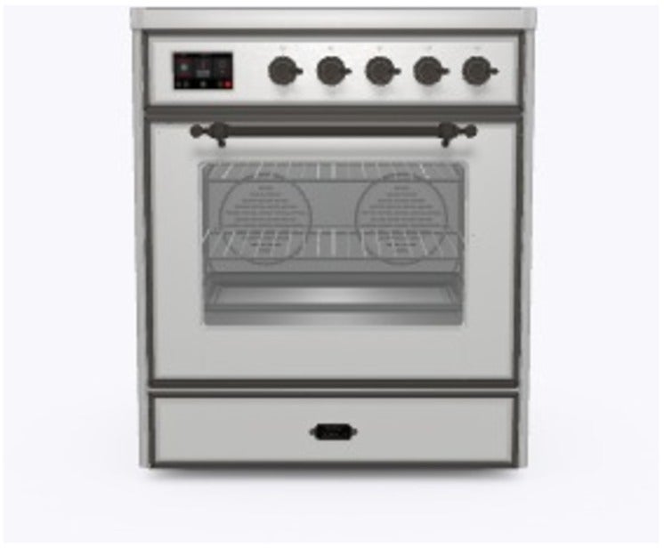 Ilve UMI30NE3SSB 30" Freestanding Electric Induction Range w/ 4 Ele...