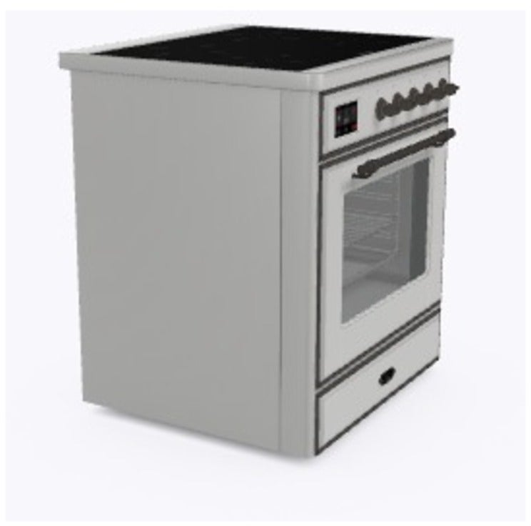 Ilve UMI30NE3SSB 30" Freestanding Electric Induction Range w/ 4 Ele...