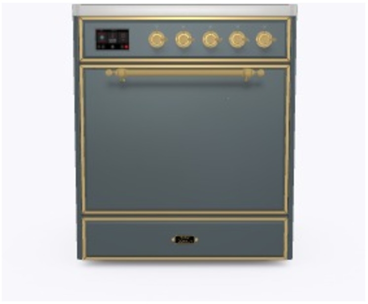 Ilve UMI30QNE3BGG Blue Grey W/ Brass Trim