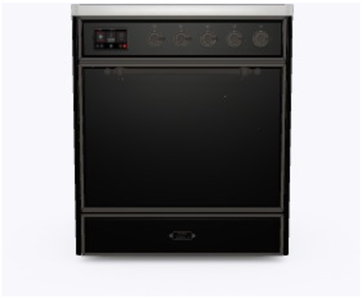 Ilve UMI30QNE3BKB Glossy Black W/ Bronze Trim