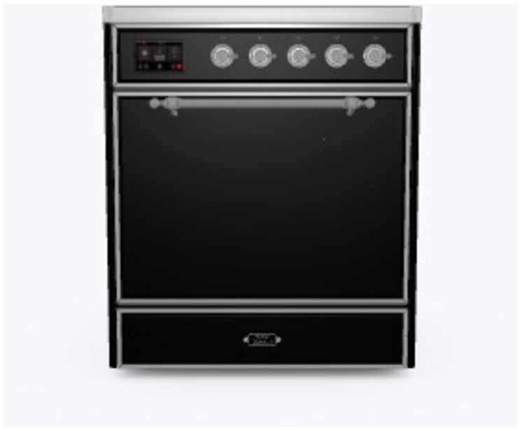 Ilve UMI30QNE3BKC Glossy Black W/ Chrome Trim