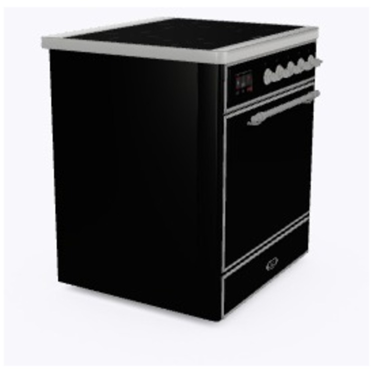 Ilve UMI30QNE3BKC Glossy Black W/ Chrome Trim