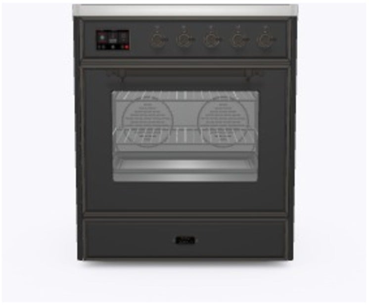 Ilve UMI30NE3MGB 30" Freestanding Electric Induction Range w/ 4 Ele...