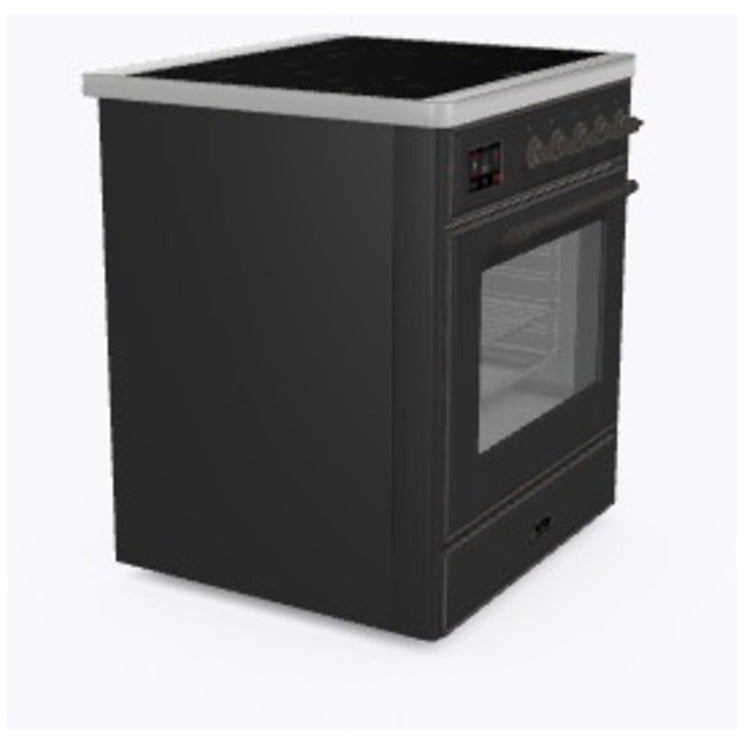 Ilve UMI30NE3MGB 30" Freestanding Electric Induction Range w/ 4 Ele...